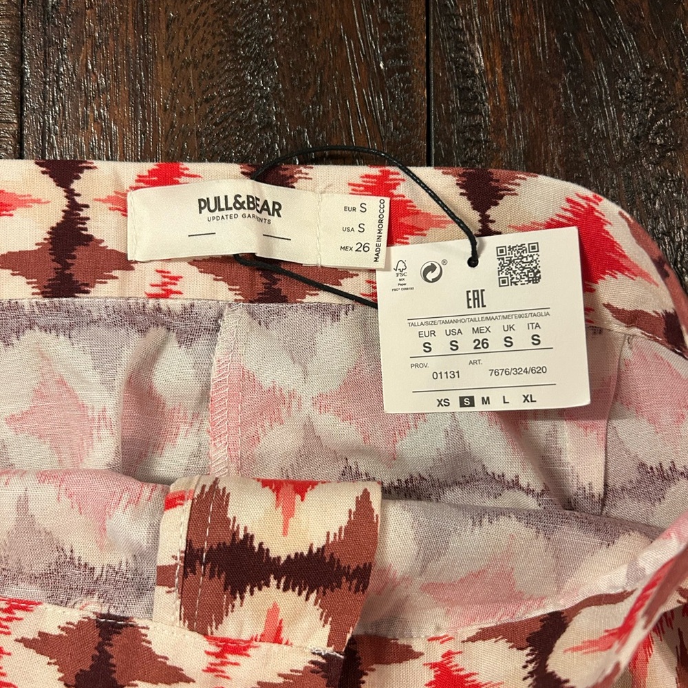 Pull&Bear Wide Leg in Pink Geometric Pants - Picture 5 of 12